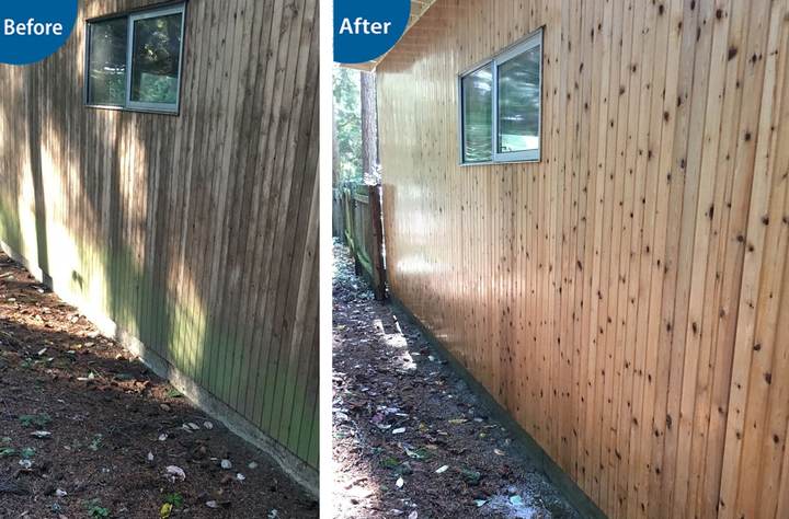 Before and after soft washing by Clearly Amazing
